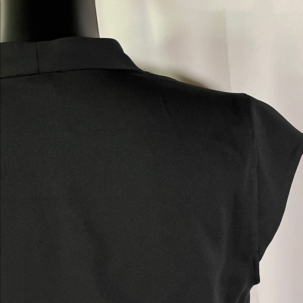 Ann Taylor Factory Black Split V-Neck Cap Sleeve Shift Dress - Picture 12 of 16